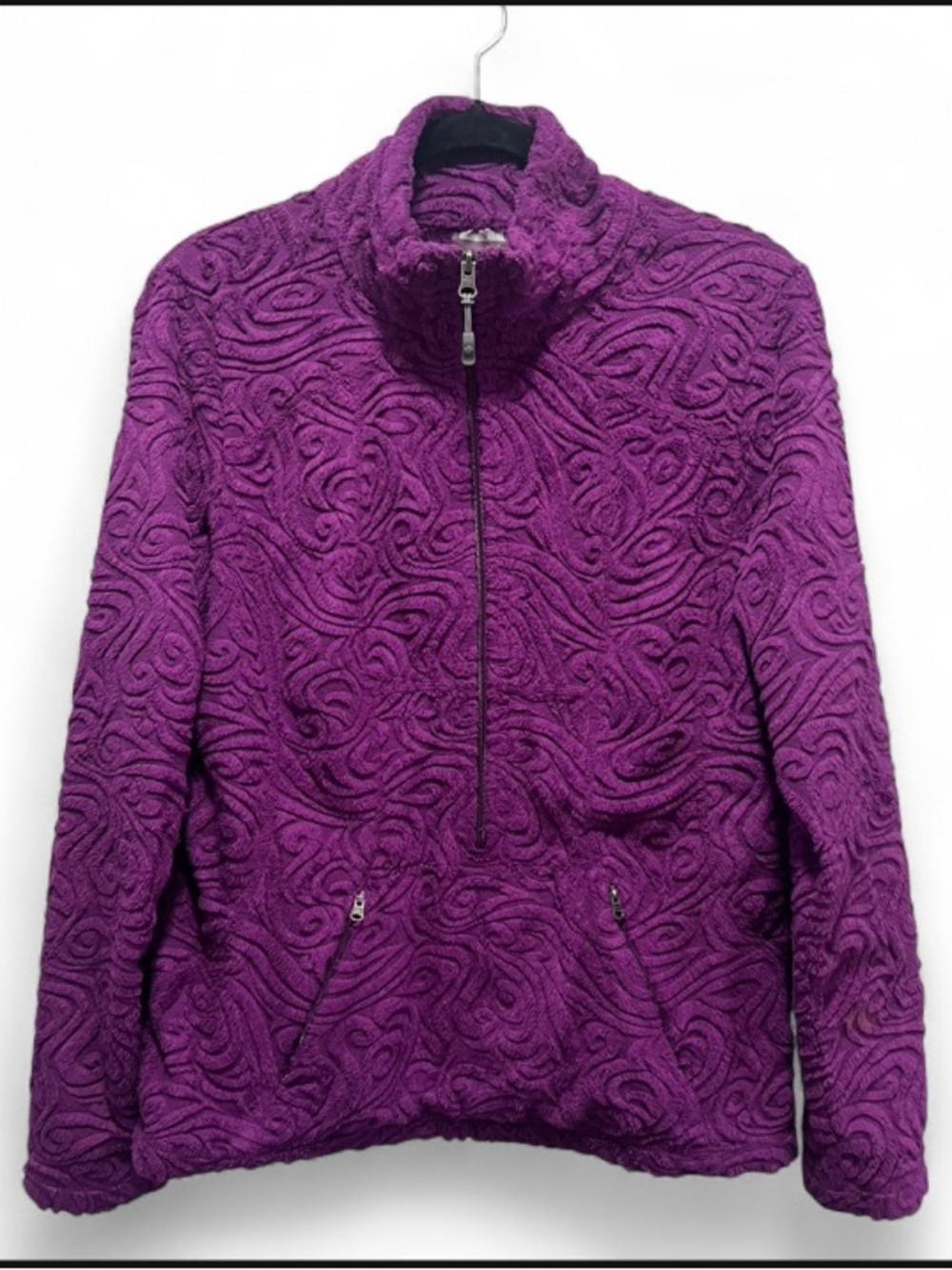 Athleta Plush 3/4 Zip Sweatshirt Women's Size Large Fushia Purple